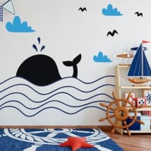 Decorative vinyl children whale in the sea