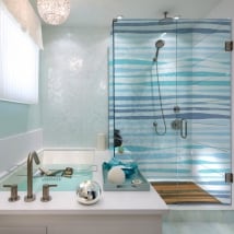 Vinyl bathroom screens blue strokes