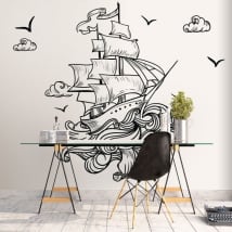 Wall mural boat in the sea