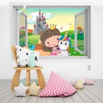 Children's vinyl princess and unicorn 3d