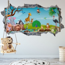 Vinyl children's walls animal nature 3d