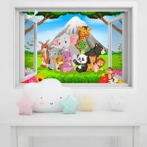 Vinyl walls children animals in the jungle 3d