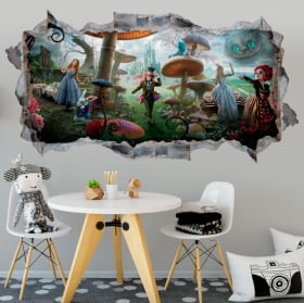 Vinyl wall stickers alice through the mirror 3d