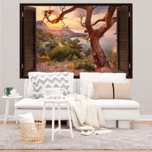 Vinyl decoration walls sunrise coast of crimea 3d