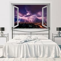 Vinyl decoration walls rays in the city 3d