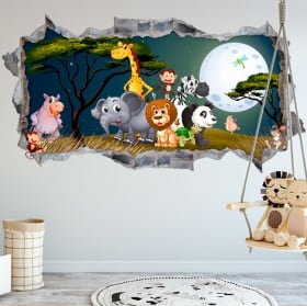 Stickers decorating children's rooms animals nature 3d