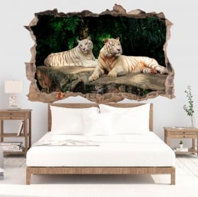 Decorative vinile white tiger 3d