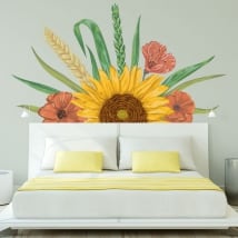 Wall decal decor sunflower and flowers