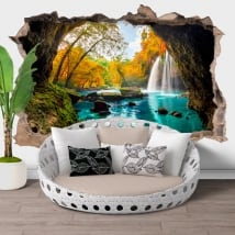 Vinyl hole wall waterfalls heo suwat thailand 3d