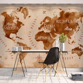 Vinyl wall murals world map splashes coffee