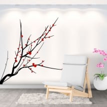 Adhesive vinyl tree branch with leaves