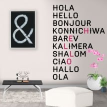 Decorative vinyl hello in several languages