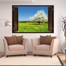 Vinyl window cherry blossom tree 3d