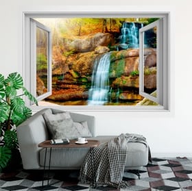 Vinyl and stickers window waterfall 3d