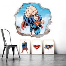 Wall stickers hole superman 3d