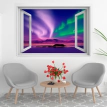 Vinyl windows aurora borealis or polar 3d