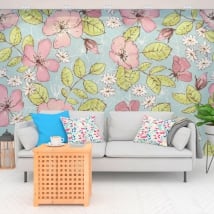 Wall murals of vinyl flowers to decorate