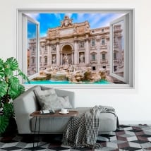 Adhesive vinyl windows rome fontana di trevi 3d