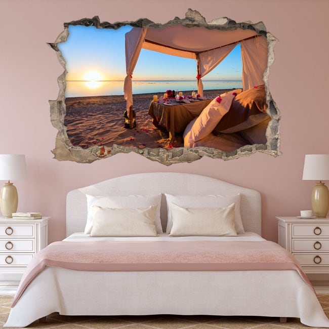 🥇 Vinilos decorativos 3D playa al atardecer 🥇