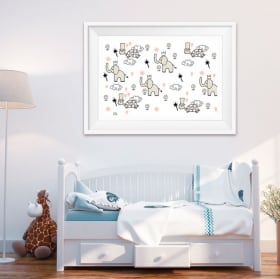 Vinyl children's animals framed pictures 3d effect