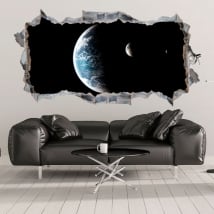 Vinyls planet earth and moon 3d hole in the wall