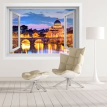 Vinyl windows tiber river and vatican italy 3d