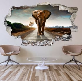 Decorative vinyl for walls elephant 3d