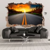 Decorative vinyl 3d sunset on the road