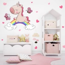 Children's vinyl unicorn clouds and rainbows