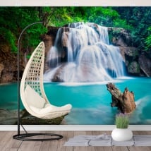 Wall murals waterfalls huay mae kamin thailand