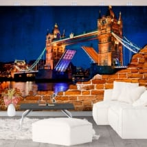 Photo murals vinyl broken wall london tower bridge