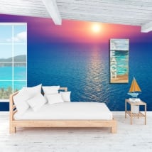 Vinyl murals sunset in the ocean