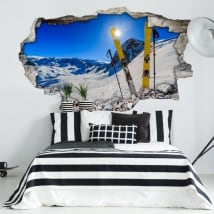 Wall murals sunset in the snowy mountains 3d