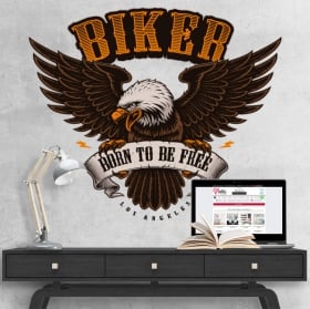 Vinyl badge bikers eagle biker born to be free