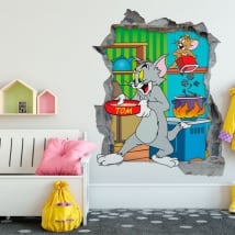 Decorative vinyl 3d cat and mouse tom and jerry