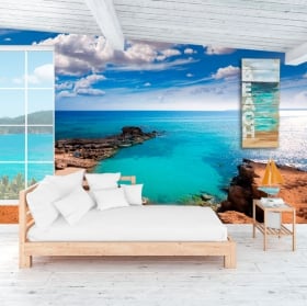 Wall murals beach is caló formentera canary islands