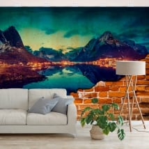 Mural reine islands norway effect broken wall