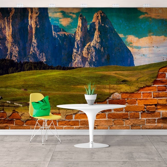 🥇 Vinyl murals jagged mountains broken wall effect 🥇