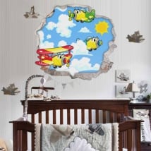 Decorative vinyl children's planes 3d