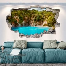 Vinyl walls lake crater from hell new zealand 3d