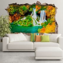 Wall murals waterfall forest in autumn 3d