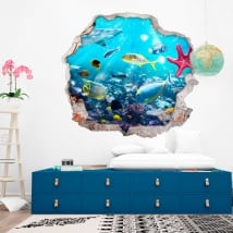 Decorative stickers fish and starfish 3d