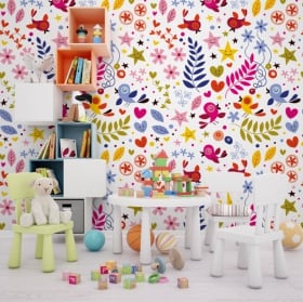 Vinyl wall murals happy face flowers