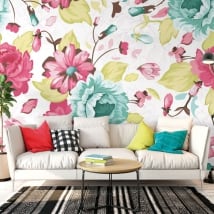 Wall murals of vinyl with flowers to decorate