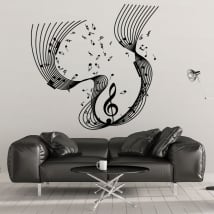 Decorative vinyl pentagram music notes