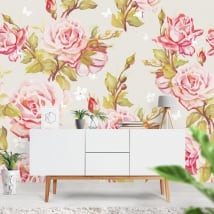 Adhesive murals with flowers to decorate