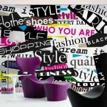 Vinyl wall murals collage texts fashion and style