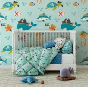 Wall murals children's vinyl sea world