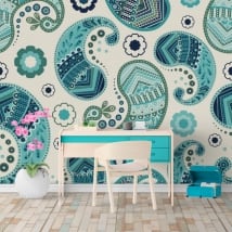 Wall murals of vinyl cashmere or paisley flowers