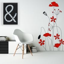 Decorative vinyl and stickers red flowers